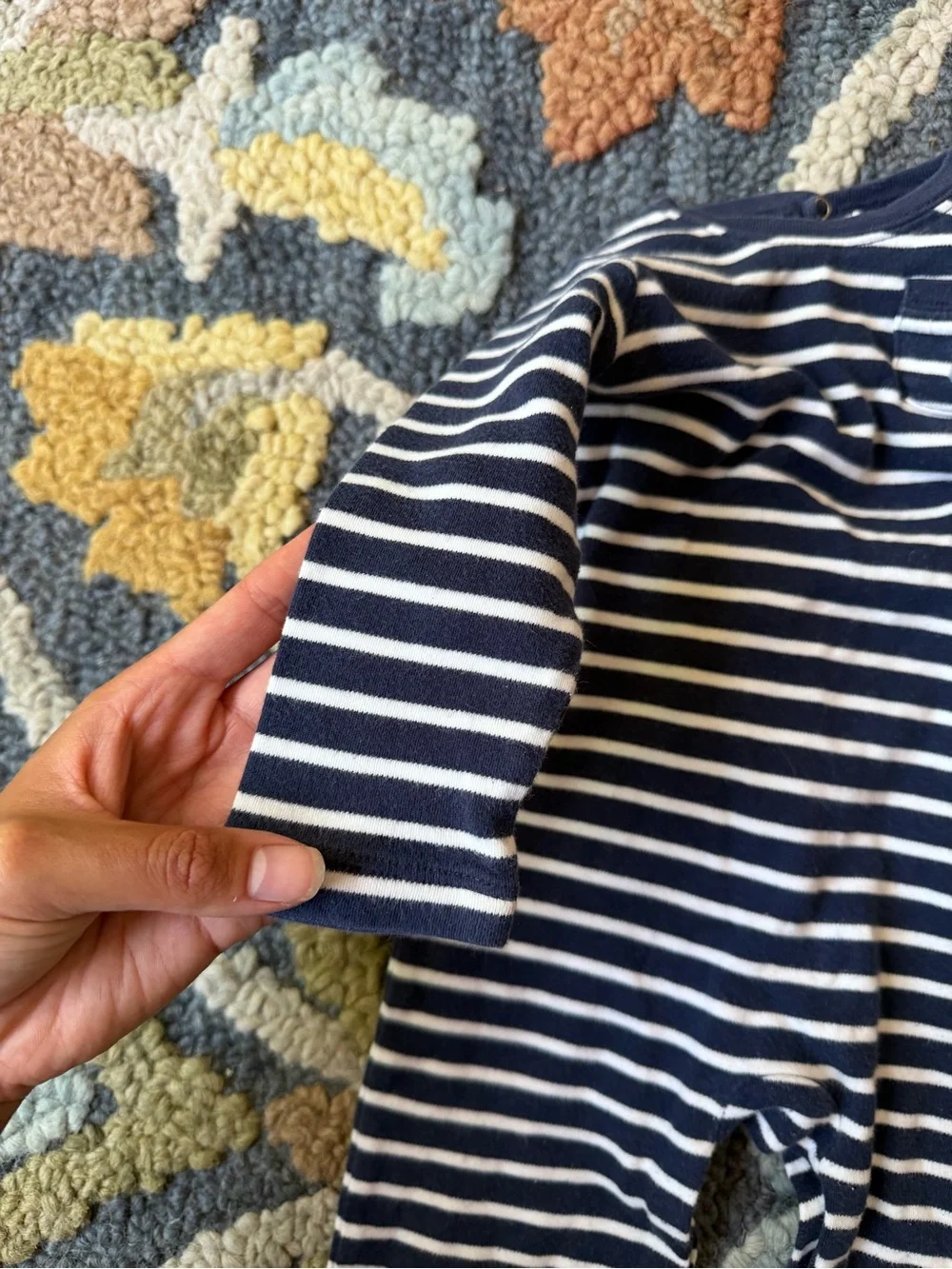 Baby Ralph Lauren Navy + White Stripe One Piece Coastal Nautical 9 Months